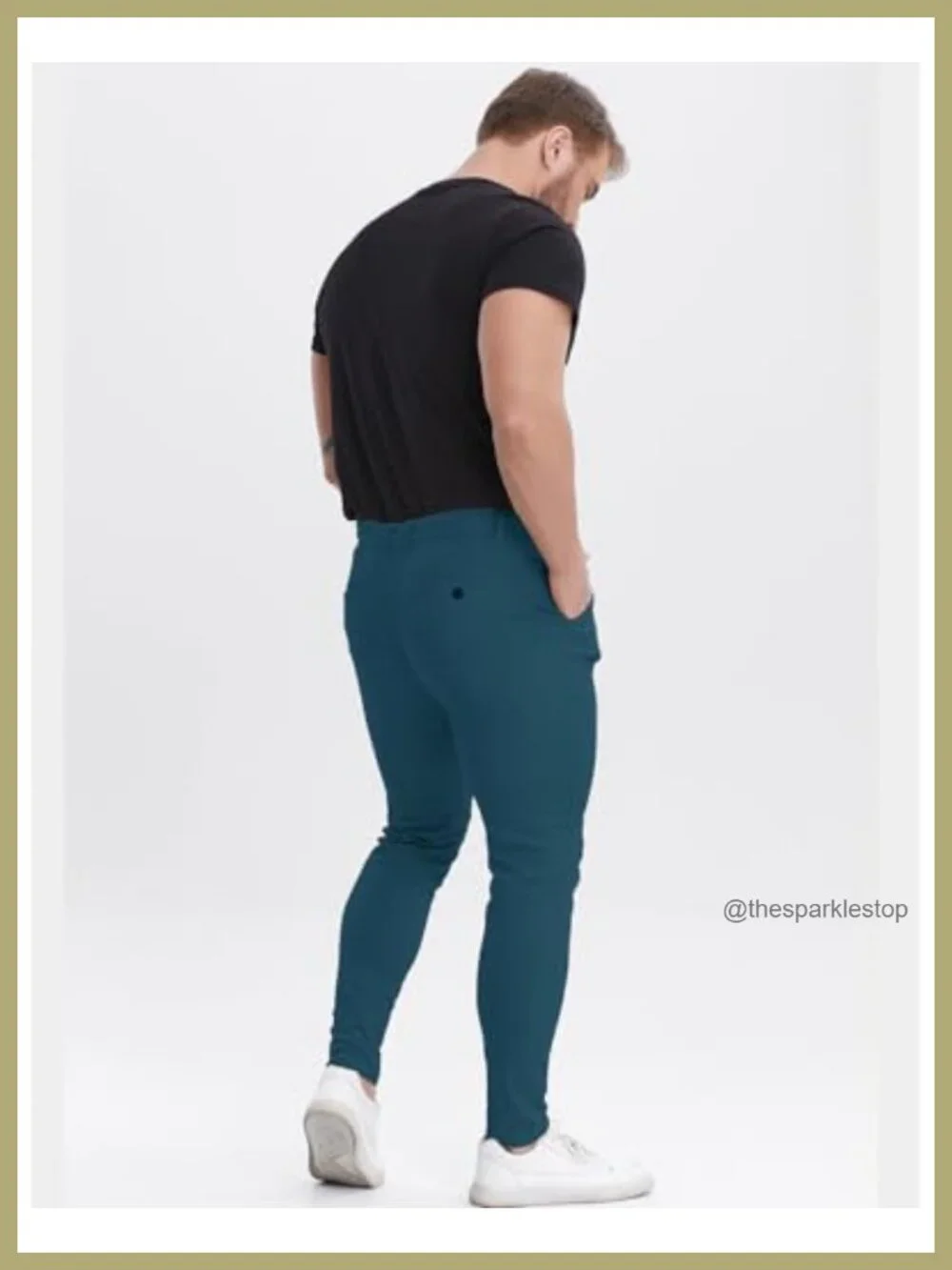 ALLELMS Men's Slim Fit Stretch Chinos Flat-Front Ankle Length Pants
